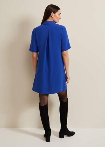 Phase Eight Cara Button Through Tunic Dress Blue USA | 0436957-AS